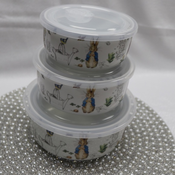BEATRIX POTTER PETER BUNNY RABBIT STORAGE BOWLS W/LID VENT DIAL - NEW - 6PC SET - Picture 5 of 11